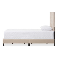 Baxton Studio WA1212-Twin-Beige Paris Beige Linen Upholstered Twin Size Tufting Bed